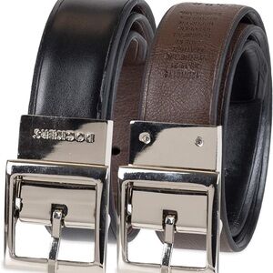 Dockers Dual-Tone Leather Belts with Silver Buckles